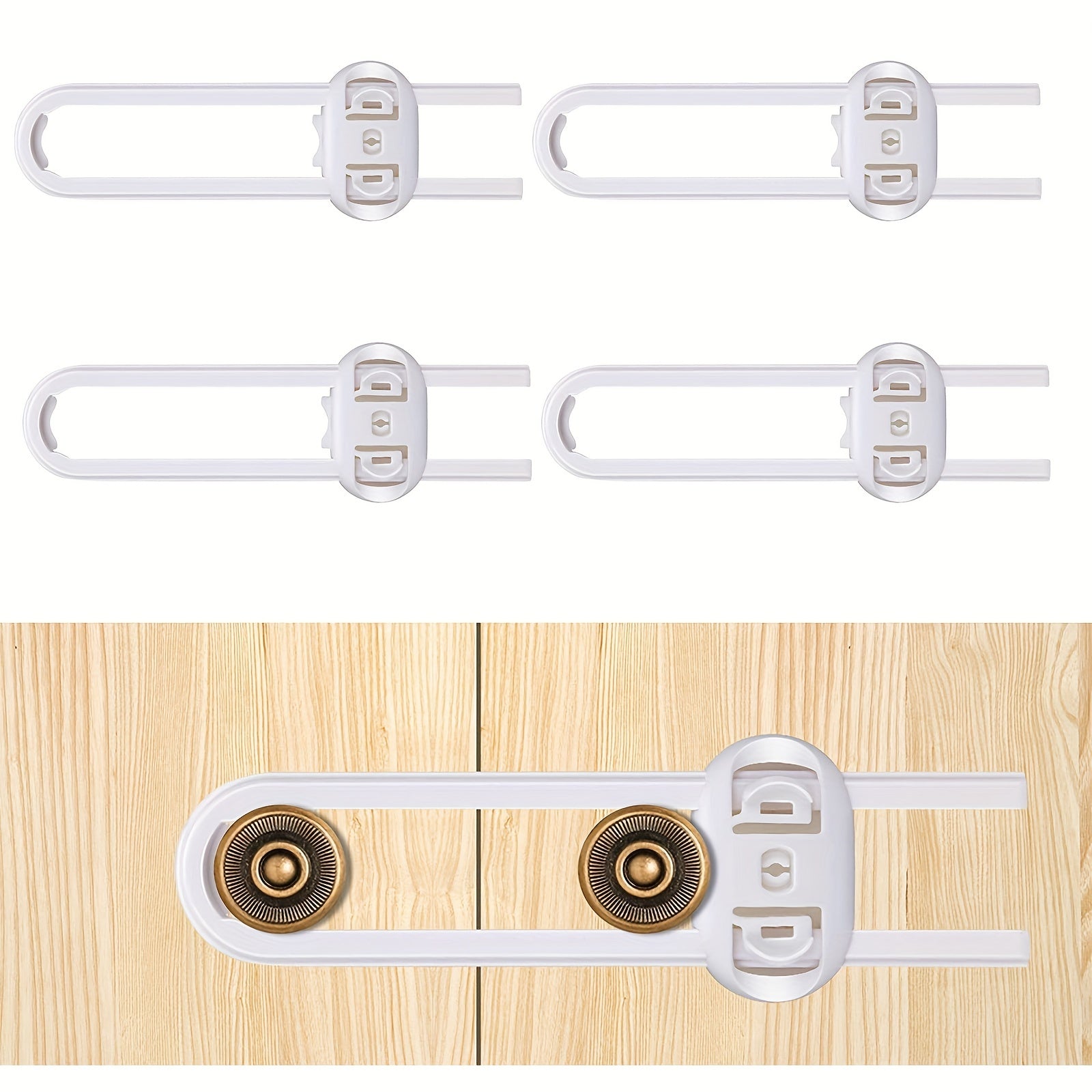 Adjustable Child Safety Locks for Drawers, Cabinets, Wardrobes - U Shape