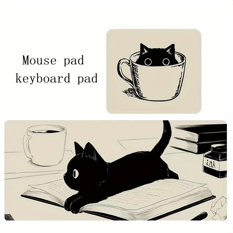 Cat Office Desk Pad Set Keyboard & Mouse Pad 2pcs