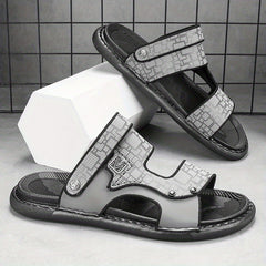 Men's Geometric Print Open Toe Slip On Strap Sandals