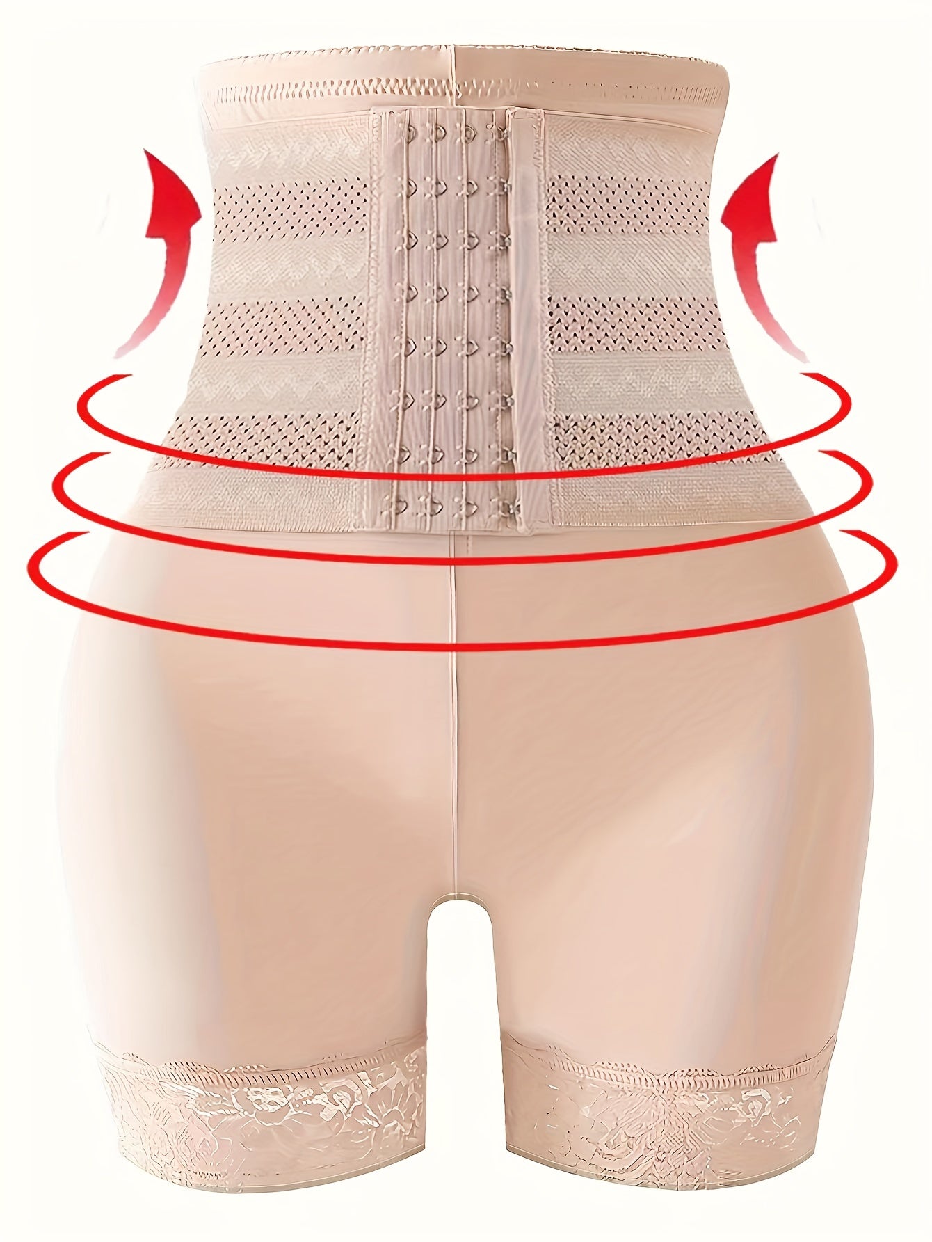 Lace Trim Tummy Control Panties Front Buckle Shapewear