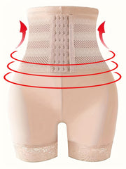 Lace Trim Tummy Control Panties Front Buckle Shapewear