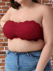 Sexy Tube Bra Lace Trim Ruched Bandeau Bra