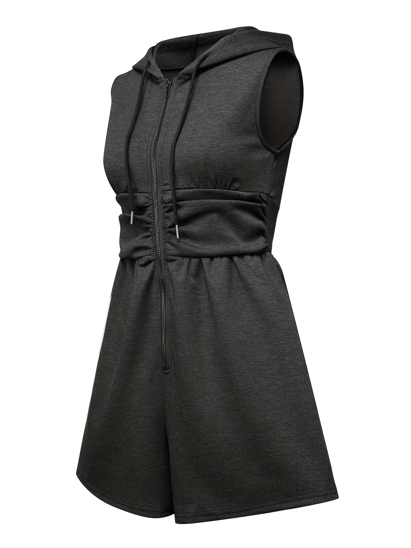 Casual Drawstring Hooded Romper Jumpsuit Women's Clothing