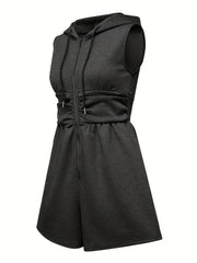 Casual Drawstring Hooded Romper Jumpsuit Women's Clothing