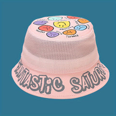 Kids Cartoon Fisherman Hat Breathable Mesh Sun Protection Bucket Hat