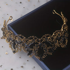 Baroque Style Crystal Crown Earrings Necklace Set