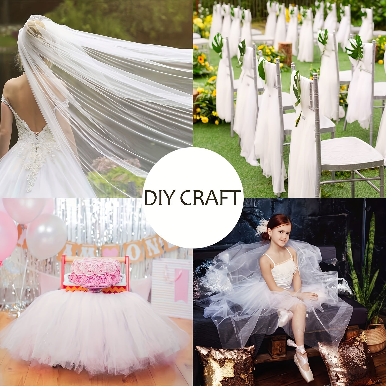 3pcs Wedding Arched Curtain Mesh 76.2cm x 5.0m Long Thin Mesh Wedding Curtain