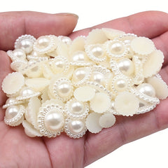 200Pcs Pearl Sunflower Flatback Beads Jewelry Making Crafts Decoration