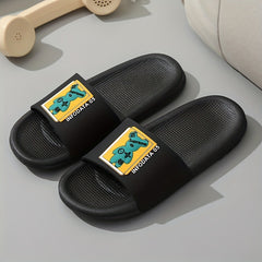 Men's Bear Print Open Toe Slides House Slippers