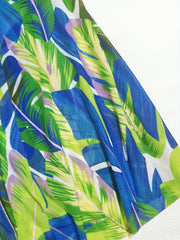 Tropical Print Cross Neck Backless One Piece Swimsuit