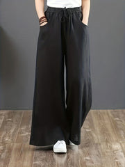 Minimalist Drawstring Wide Leg Pants Women's Clothing