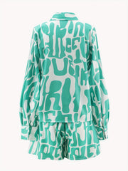 Casual Button Front Shirt & Shorts Set