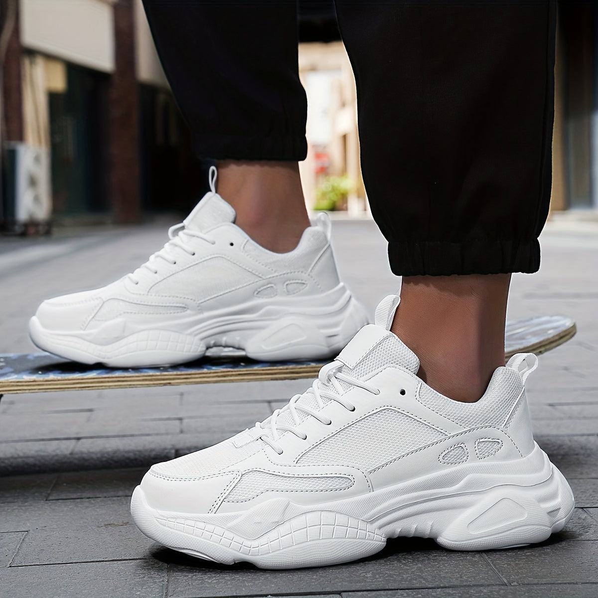 Men's Breathable Chunky Shoes Non Slip Lace Up Sneakers