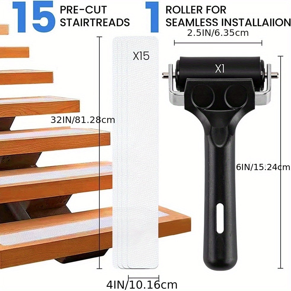 15pcs Non Slip Stair Treads Transparent Strips Safety & Traction Easy Install