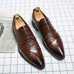 Men's Embossed Scale Pattern Lace Up Dress Shoes