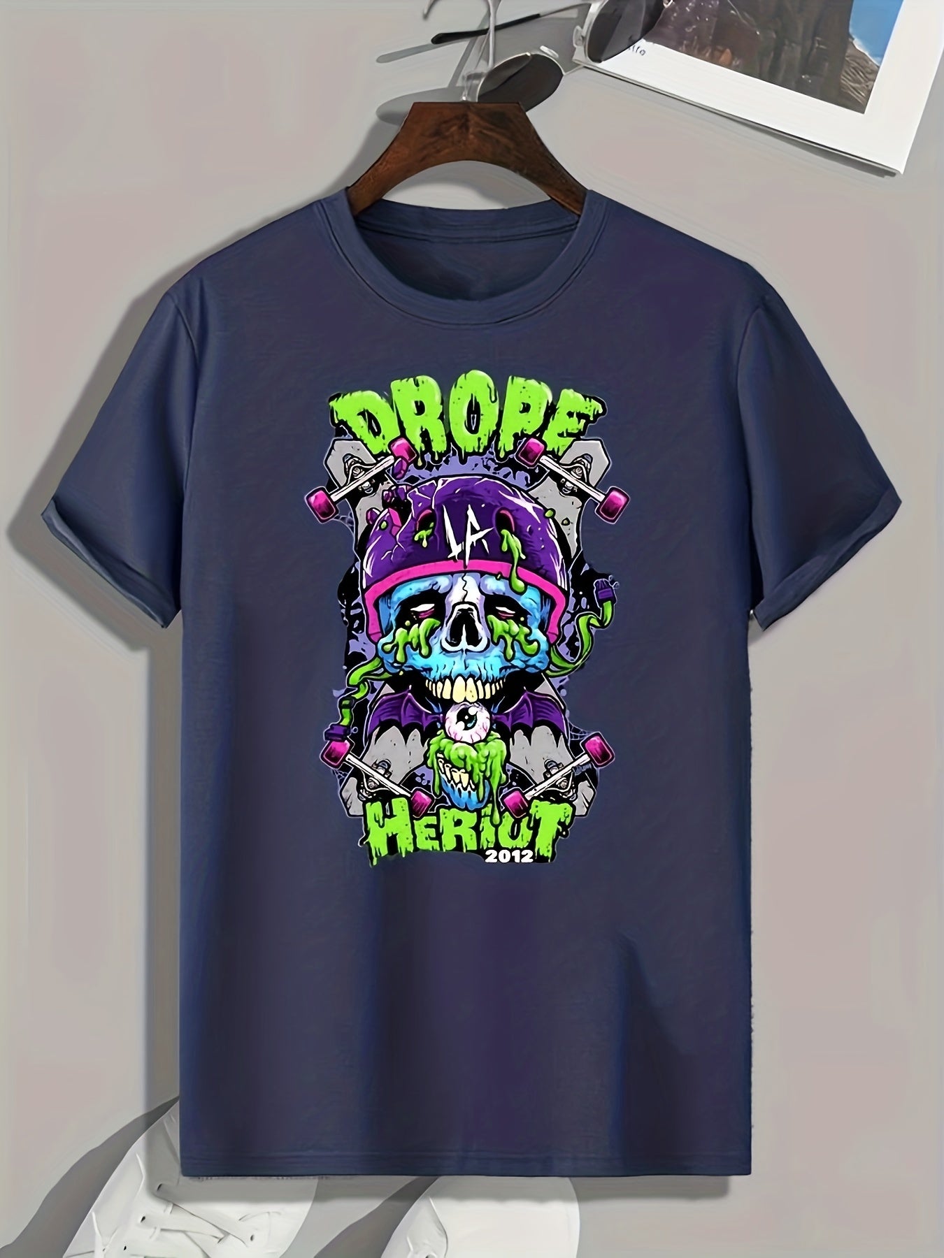 Skull Print Men's Graphic Tee for Summer