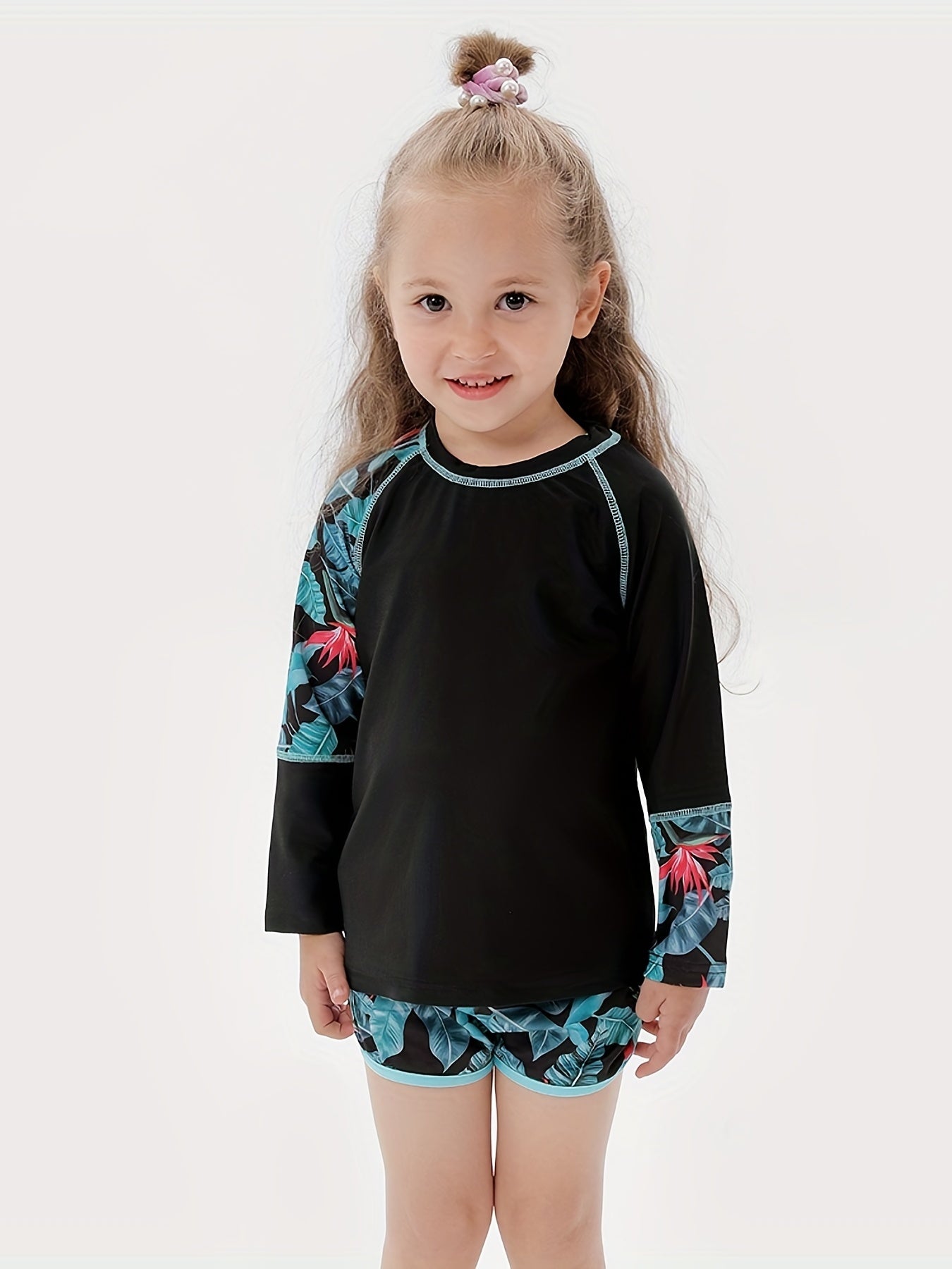 2pcs Girls Digital Graphic Swimsuit Summer Kids Clothes