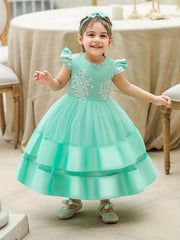 1st Birthday Party Dress Baby Girl with Headband Princess Dress