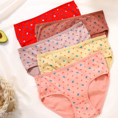 5pcs Cartoon Briefs Comfy Stretchy Intimates Panties Women's Lingerie