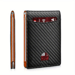 Men's Carbon Fiber Wallet RFID Blocking Credit Card Holder Money Clip