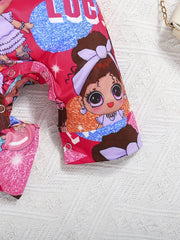 Cartoon Graphic Long Sleeve Bodysuit for Baby Boys and Girls