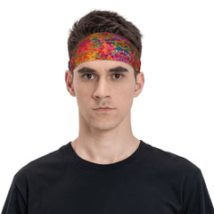 Men's Multicolor Non Slip Headband Fitness Band with Vibrant Rainbow Colors