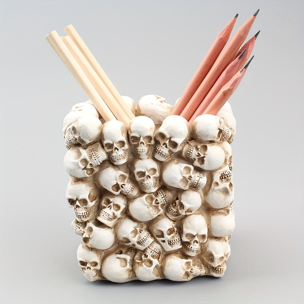 Square Small Skull Pen Holder Desktop Storage Container