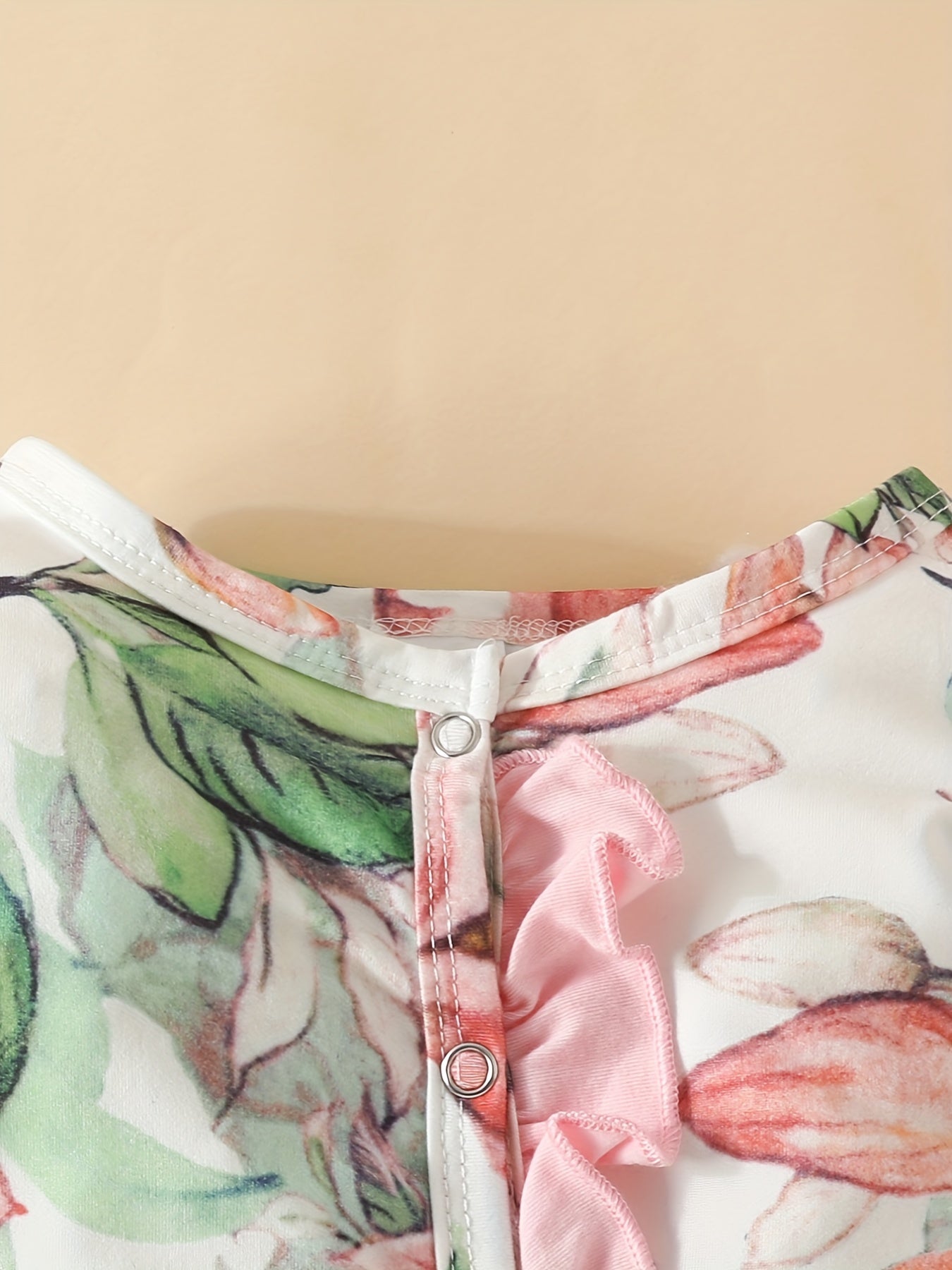 Baby Girl Flower Drawing Graphic Long Sleeve Romper