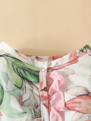 Baby Girl Flower Drawing Graphic Long Sleeve Romper