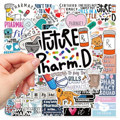 50pcs Cartoon Pharmacist Stickers Waterproof & Removable