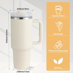 1200ml 40Oz Tumbler With Handle, Vacuum Insulated Water Bottle