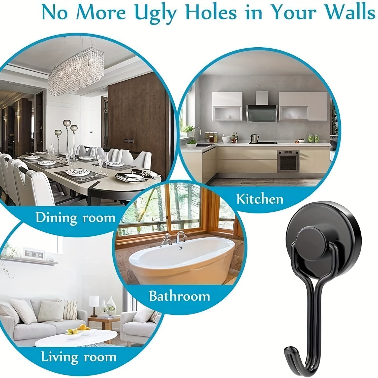 20pcs Neodymium Magnetic Hooks Heavy Duty for Grill Refrigerator Kitchen Office
