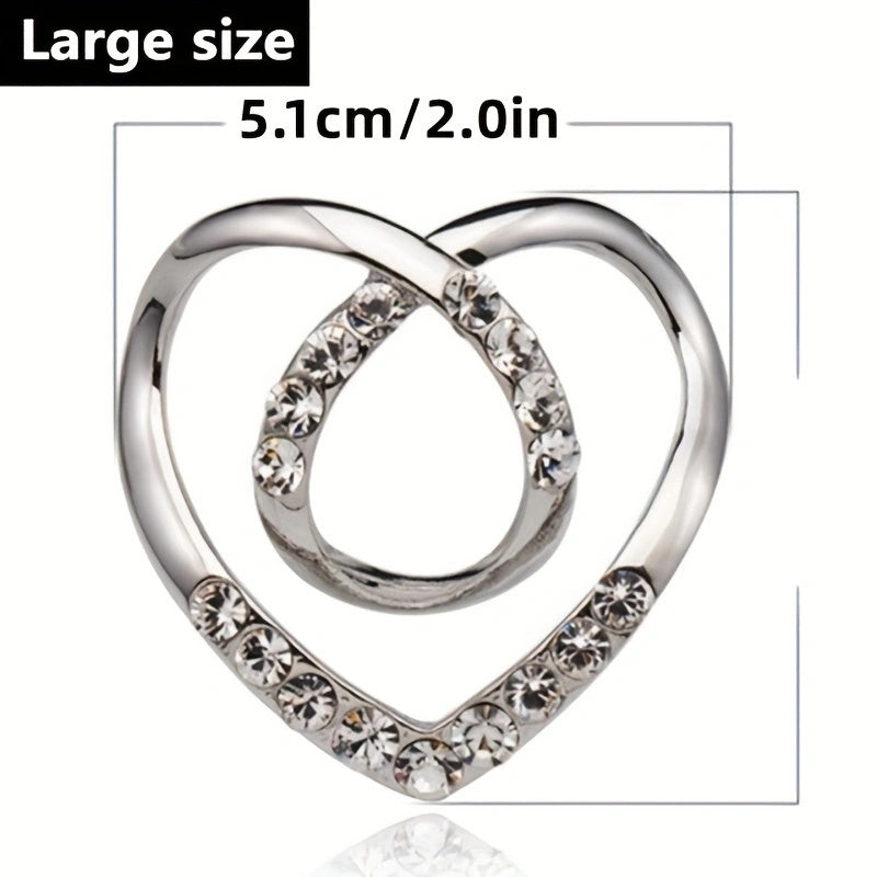 Heart Clothes Clip Brooch Rhinestone Hollow Scarf Sweater Shawl Cape Pin