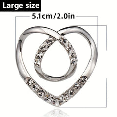 Heart Clothes Clip Brooch Rhinestone Hollow Scarf Sweater Shawl Cape Pin