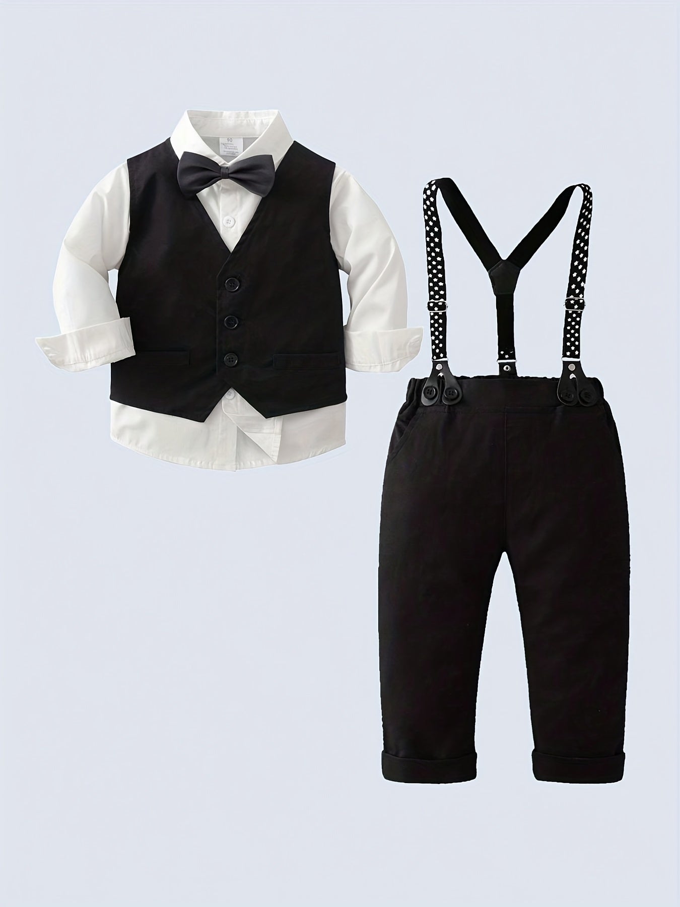 Baby Boys Gentleman Vest Bib Pants Set Party Costume