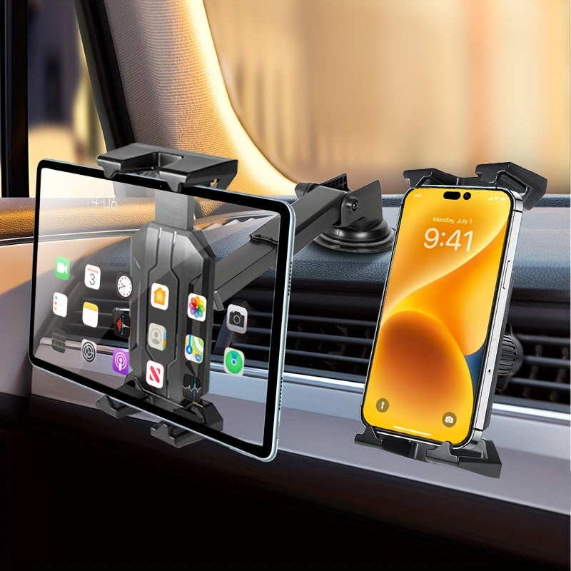 3 in 1 Car Tablet & Phone Mount Holder - Powerful Suction & Stable Clip