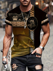 Fish 3D Print Men's Short Sleeve Graphic Tee Casual Comfy Summer Shirt