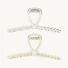 2pcs Faux Pearl Rhinestone Hair Clips for Girls