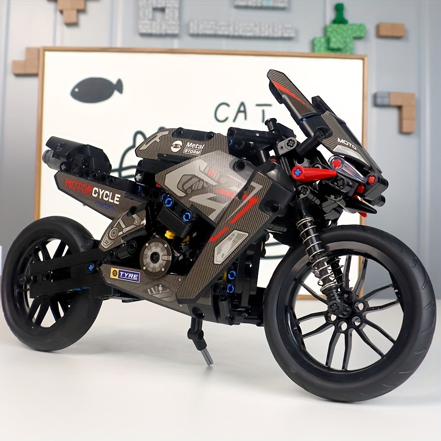500 PCS Science & Tech Building Blocks Motorcycle Assembly Toy