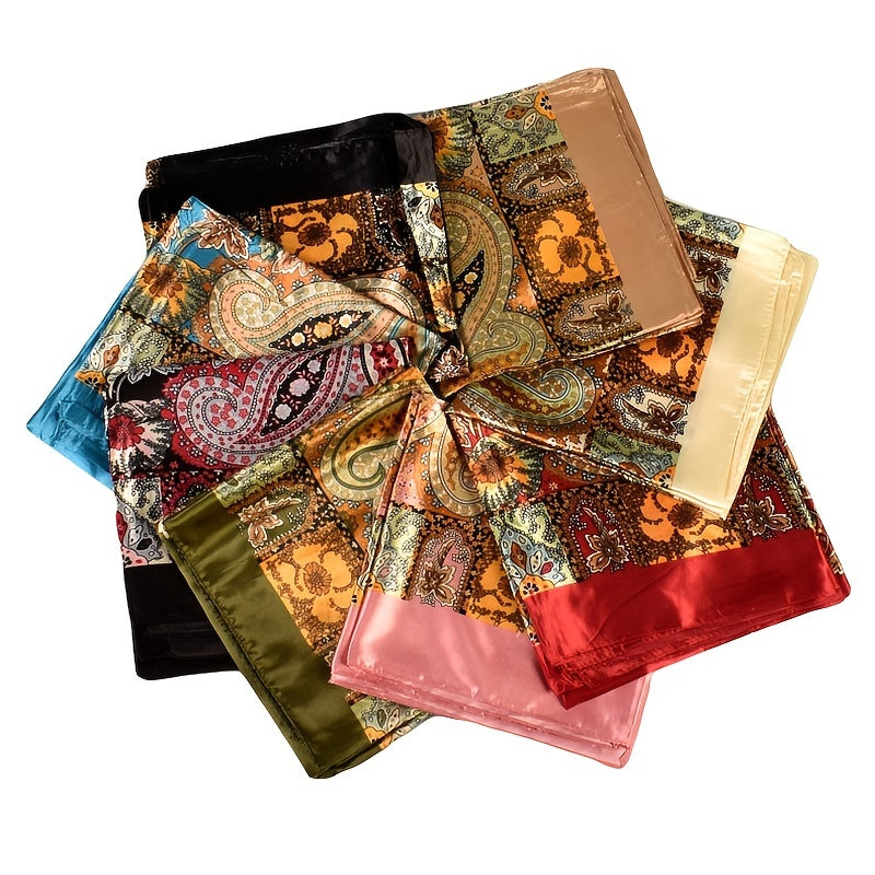 Vintage Print Square Scarves for Women