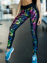 Splash Print Yoga Pants Running Fitness Workout Tight Pants Women's Activewear