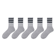 5 Pairs Striped Sports Socks Women's Stockings & Hosiery