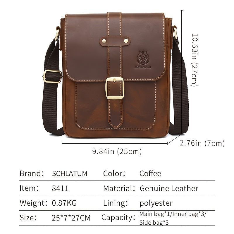 Retro Style Leather Men's Crossbody Bag