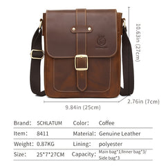Retro Style Leather Men's Crossbody Bag