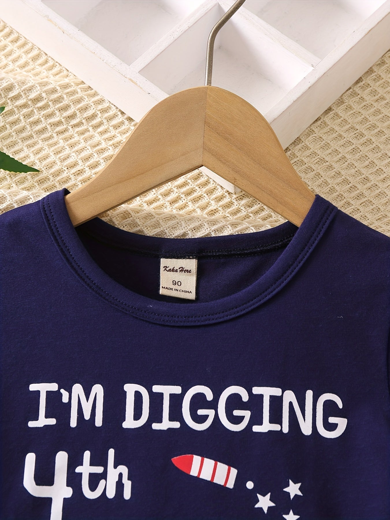 4th Of July Excavator & Rocket Print Pajamas Set Short Sleejsones Tops & Bottoms