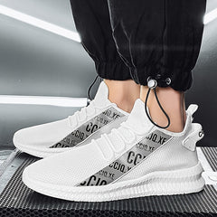 Men's Mesh Slip-On Sneakers with Shoelaces Breathable Lightweight Shoes