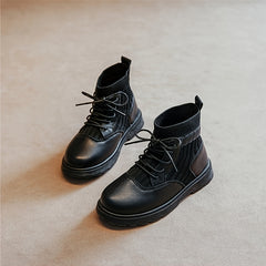 Girls Lace Up High Socks Boots Soft Sole Anti Slip Shoes