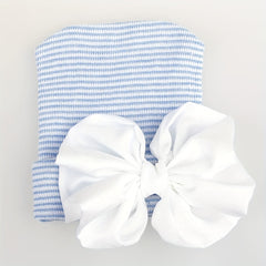 Newborn Baby Knitted Hat with Pink Bow for Baby Shower