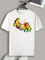 Pattern Print Men's Comfy Sports T-shirt Graphic Tee Summer Outdoor Clothes