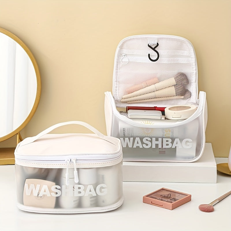 Translucent PVC Cosmetic Bag with Hanging Handles